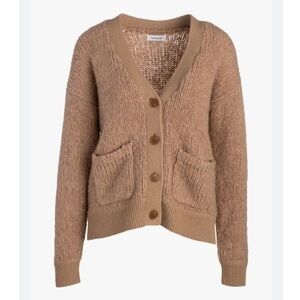 Naadam Cardigan Sweater Grandpa Button Down in Tan